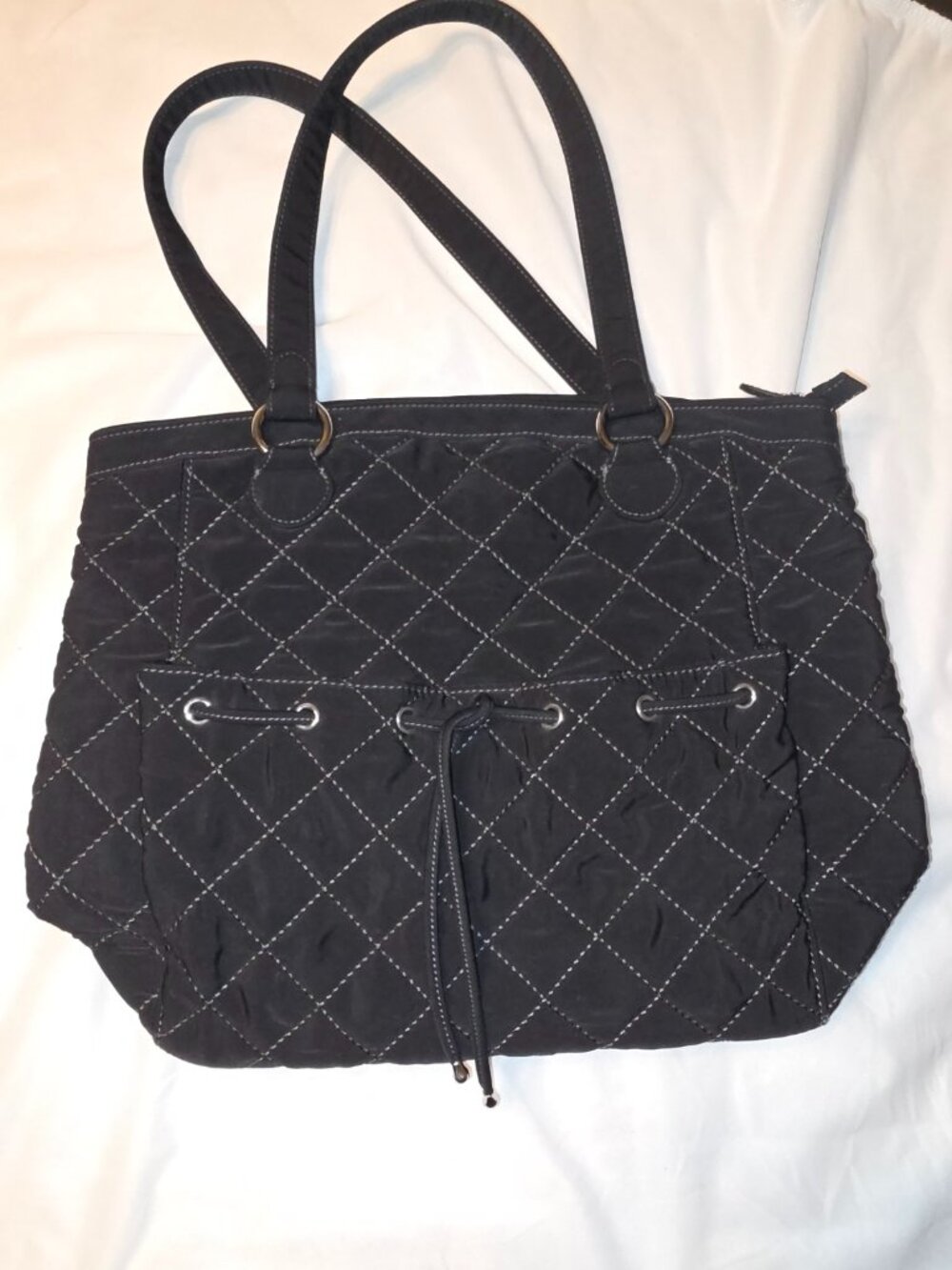 Vera Bradley Tote Quilted Black Floral Lining Grandma Core Crafty Ladies Classic